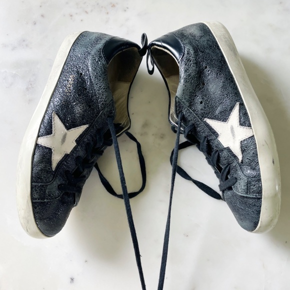 GOLDEN GOOSE Super-Star Black Low Top Sneakers, Size 38 - Picture 4 of 13